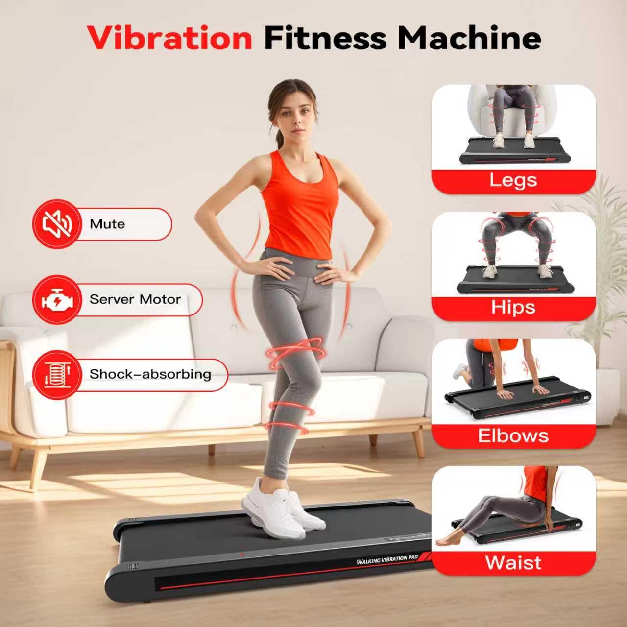 Sperax 4-in-1 Vibration für Laufband für Zuhause mit App Bluetooth 0.3-6km/h den Heim - und Walking Vibration Pad Bürogebrauch und Fernbedienung - Vibration für Zuhause und Büro (Grau)