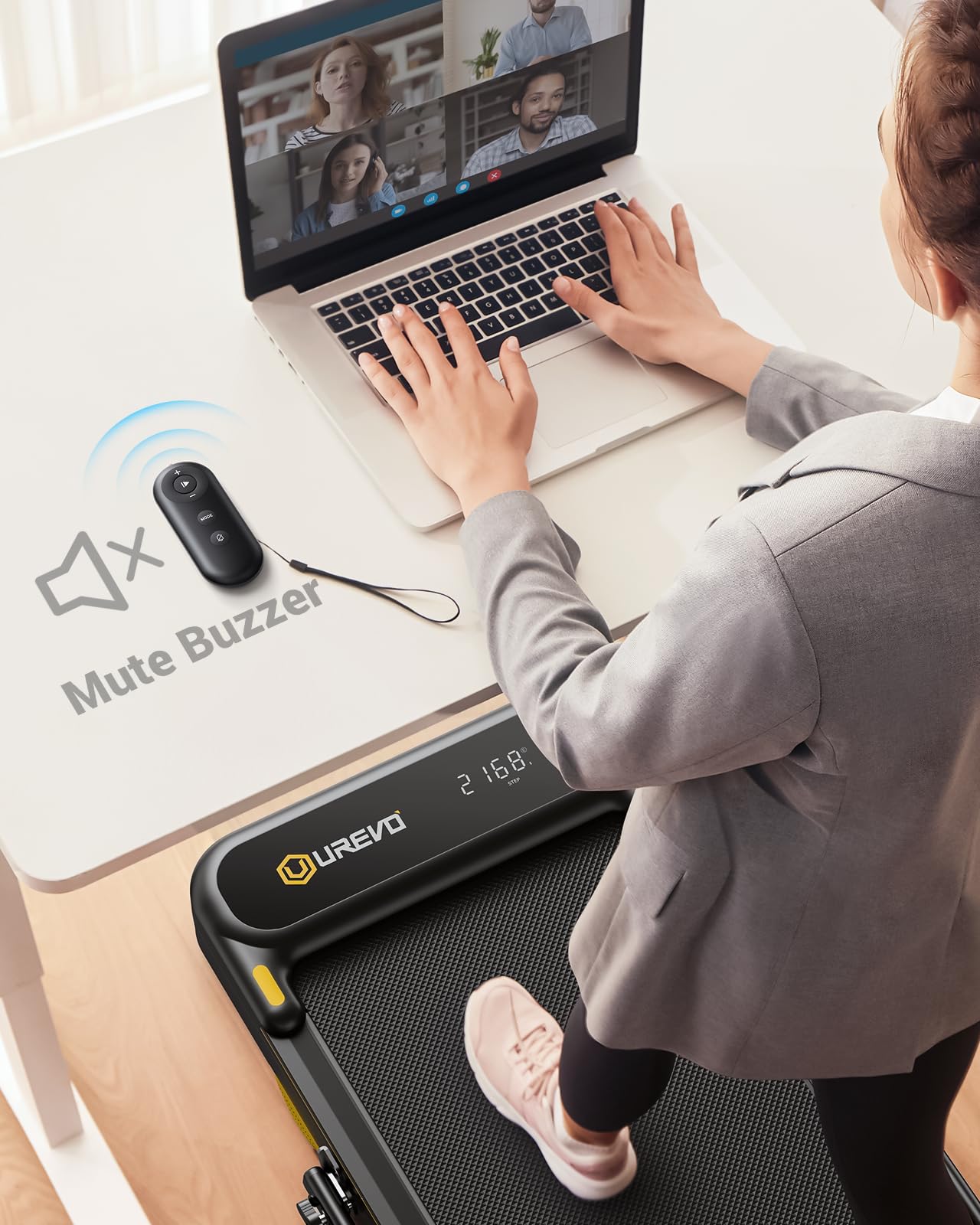 UREVO 2 in 1 Laufband für zuhause mit APP, Walking pad mit doppelter Stoßdämpfung, 1-10 km/h Laufband Klappbar mit Fernbedienung und LED-Anzeige für Zuhause/Büro