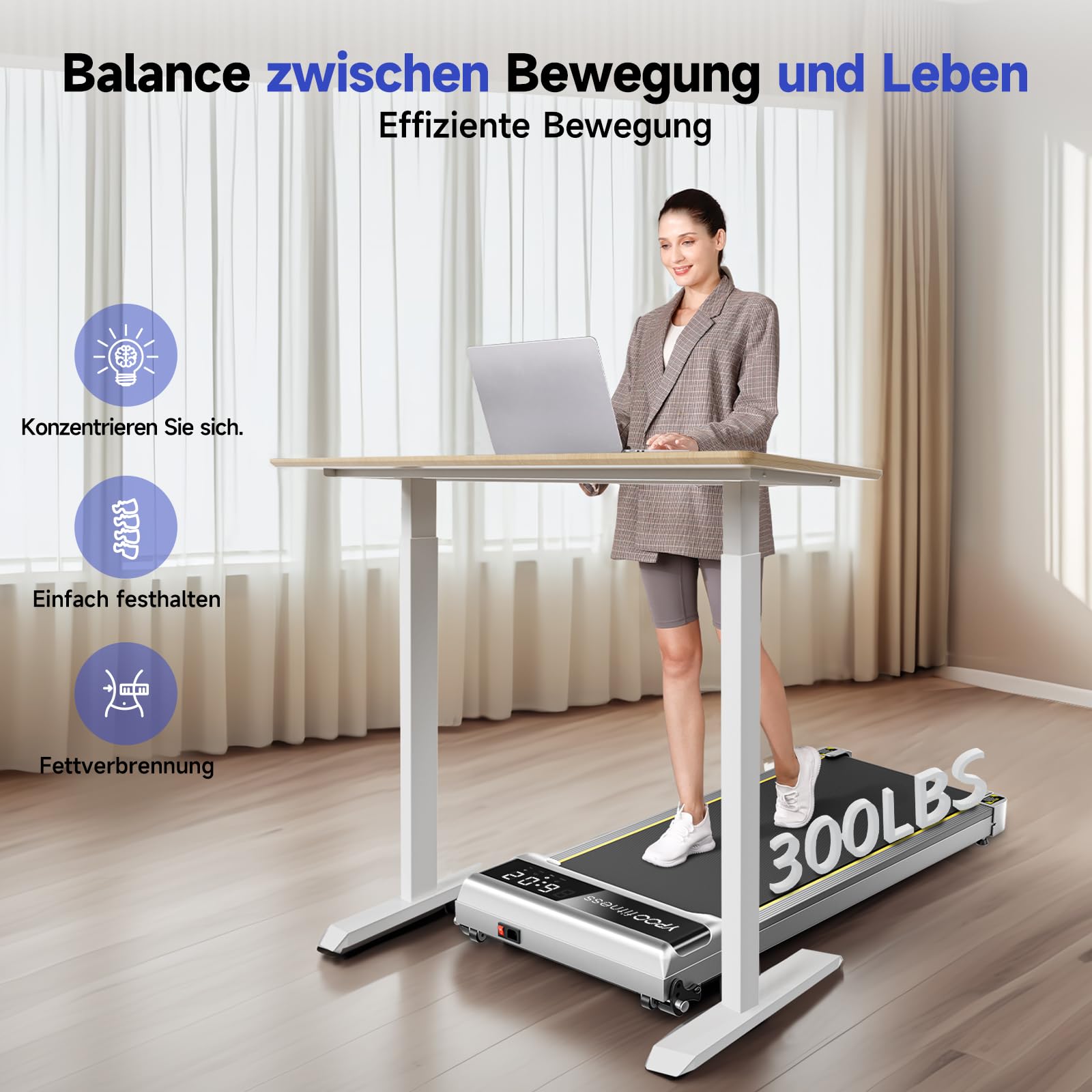 YPOO Walking Pad mit Steigung, 1-6km/h Laufband Zuhause Büro mit Neigung, 140kg Walking Pad Leise, Klein Laufband Schreibtisch, Mini Laufpad 2.5HP Treadmill Home, LED-Anzeige/Fernbedienung/APP
