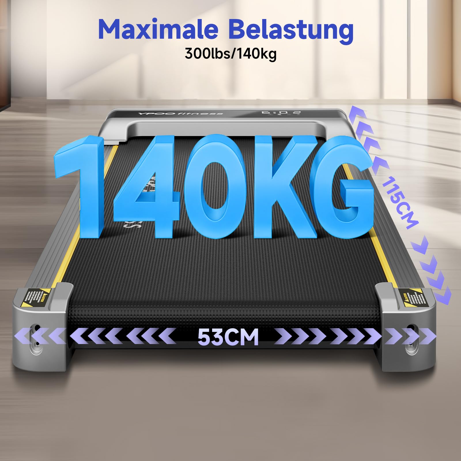 YPOO Walking Pad mit Steigung, 1-6km/h Laufband Zuhause Büro mit Neigung, 140kg Walking Pad Leise, Klein Laufband Schreibtisch, Mini Laufpad 2.5HP Treadmill Home, LED-Anzeige/Fernbedienung/APP