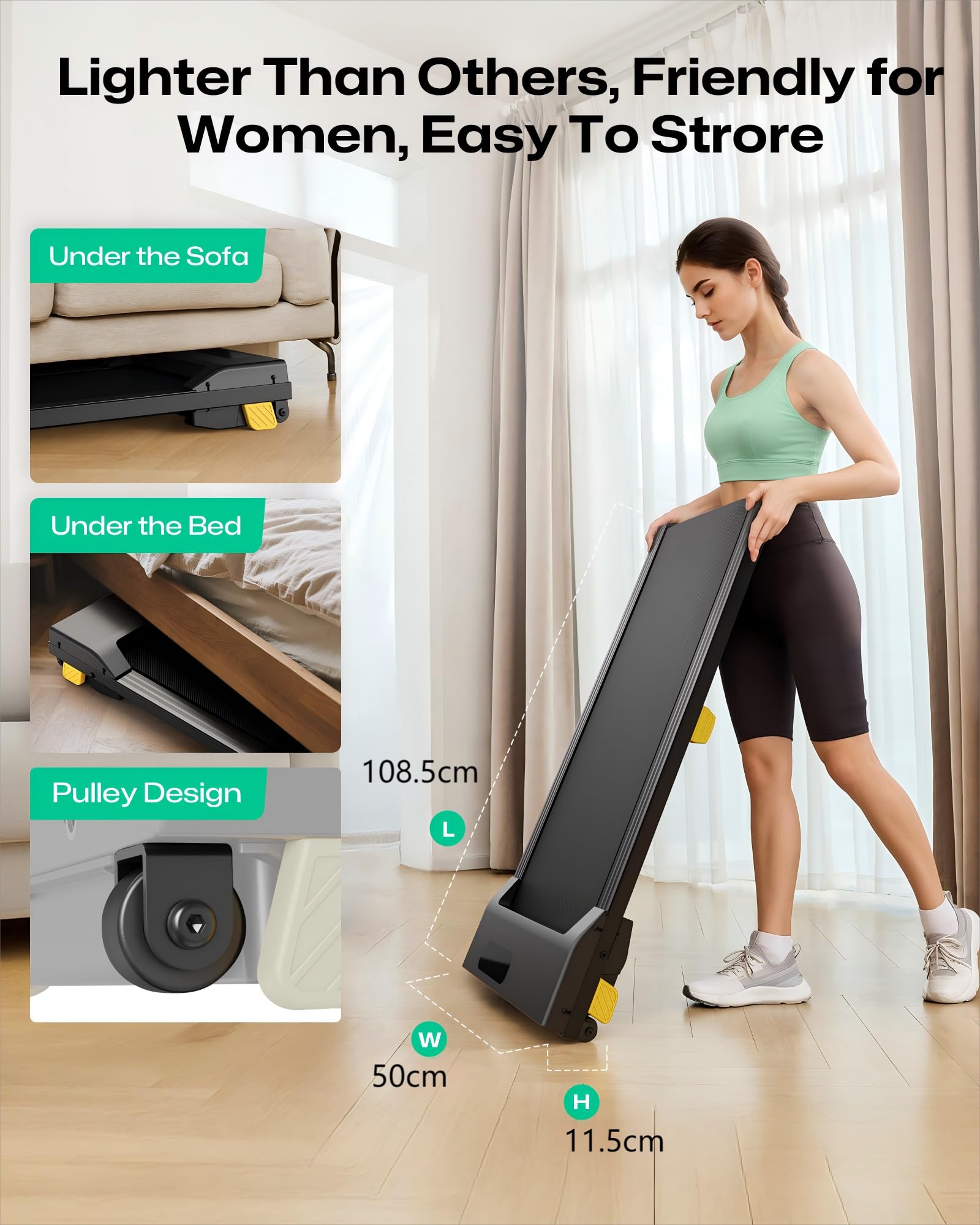 Walking Pad mit 9% Steigung, Walking Pad mit Sechs-Punkt-Stoßdämpfung, leises Laufband Schreibtisch, 2,5 Pferdestärken Laufband für Zuhause/Büro