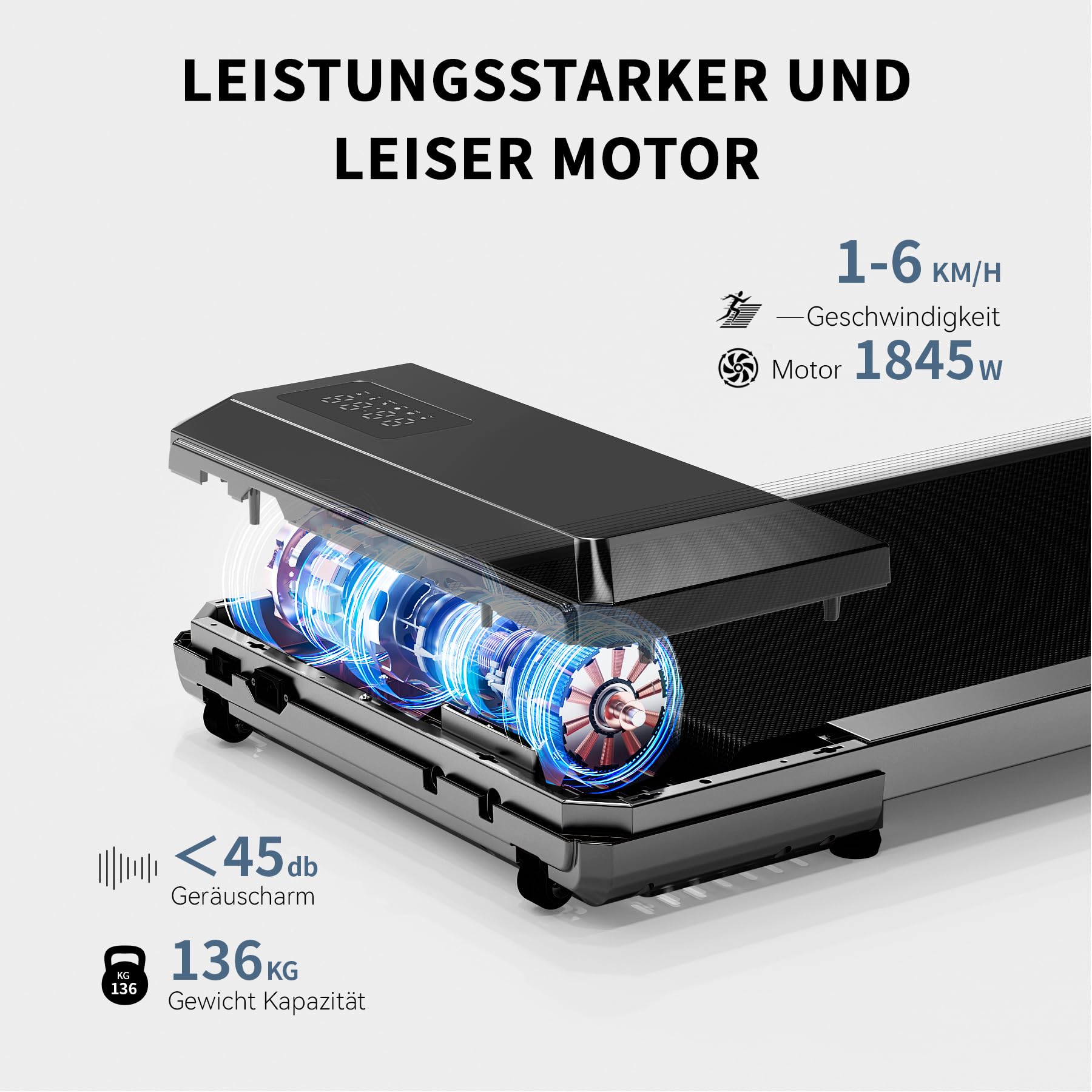 Superun Raceable Walking Pad – Laufband für Zuhause 2.5 PS mit App und Fernbedienung – Laufband Schreibtisch max 136 kg mit Multi-Runner-Rennen und Training Couses