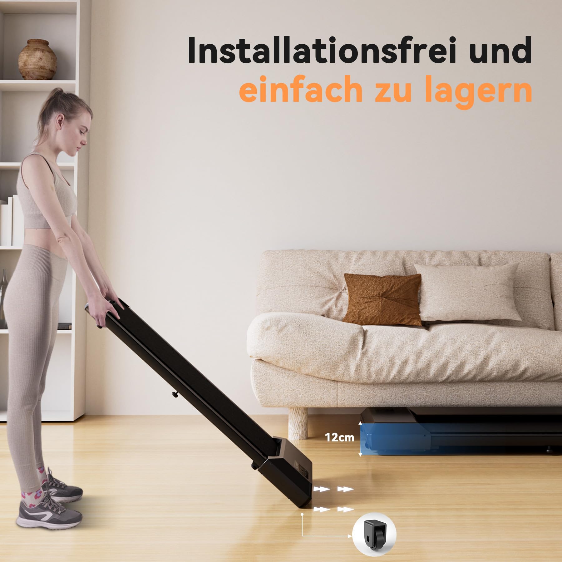 Superun Raceable Walking Pad – Laufband für Zuhause 2.5 PS mit App und Fernbedienung – Laufband Schreibtisch max 136 kg mit Multi-Runner-Rennen und Training Couses