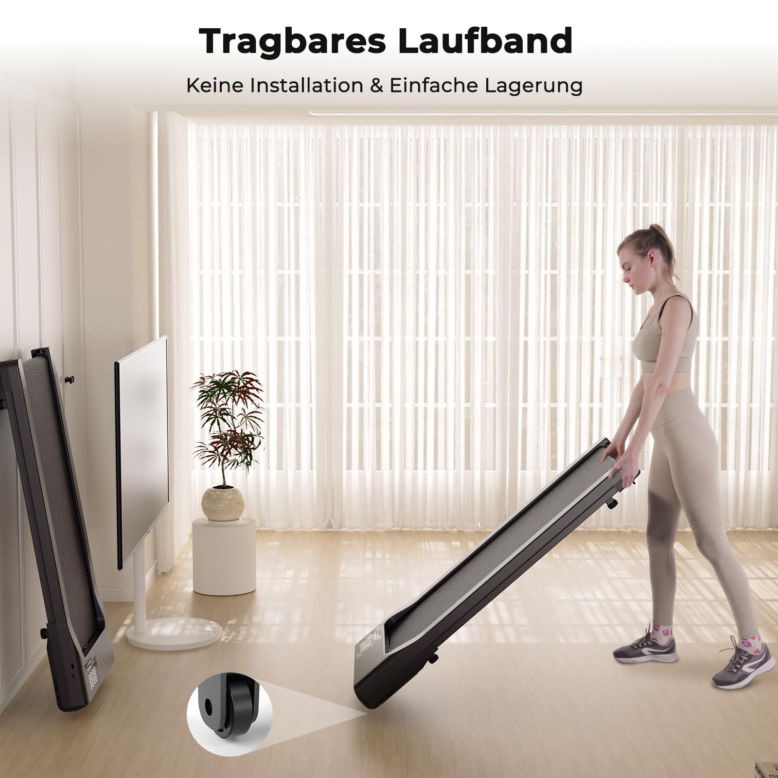 Lacuffy Raceable Walking Pad geeignet für High-Tech Wearable Devices, Max 136/159kg APP-Steuerung unter dem Schreibtisch Laufband mit AI-Training und Multi-Runner-Rennen