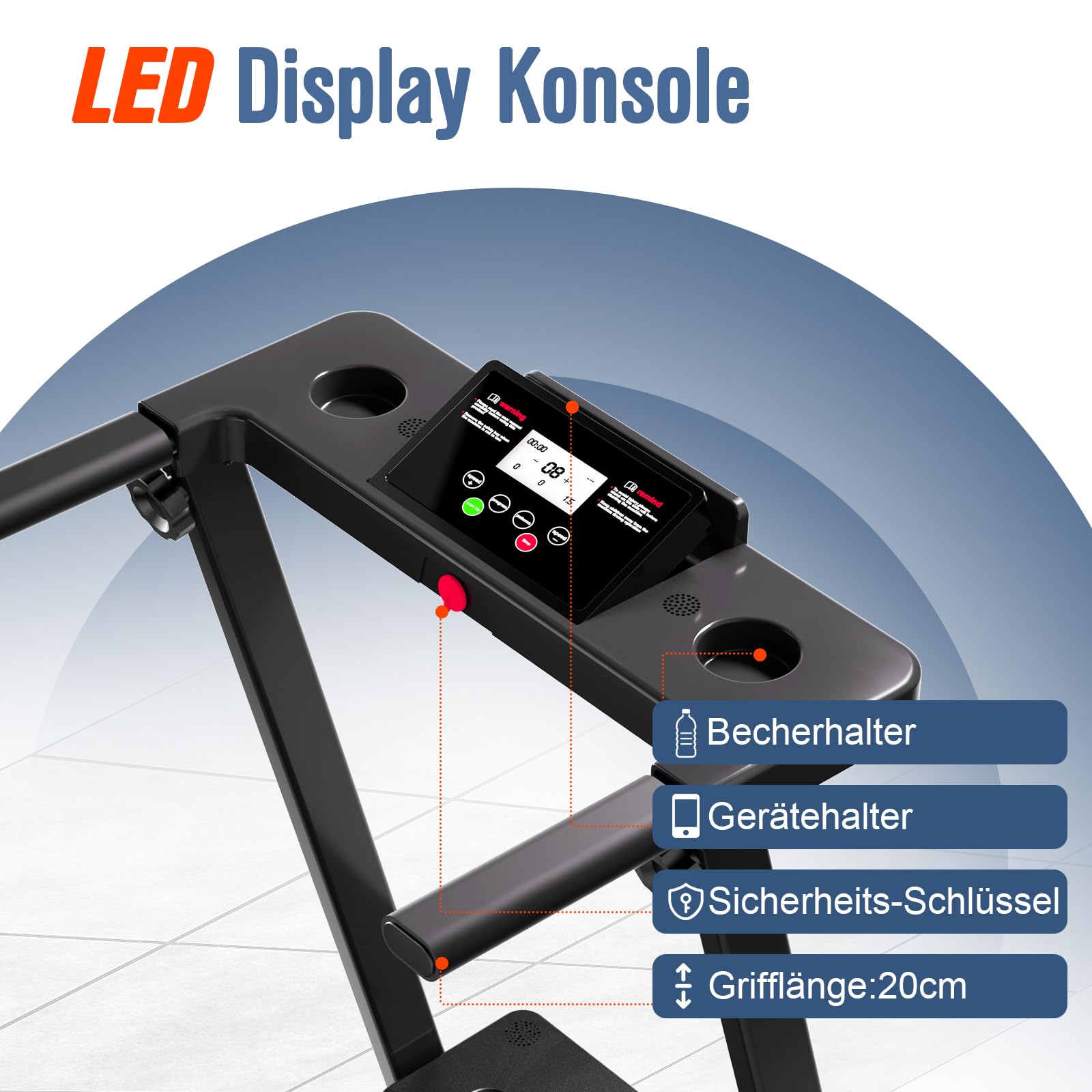 FitinOne Klappbares Laufband für Zuhause bis 6 km/h,Laufband mit LED-Anzeige und Tablet Holder, max. Belastung 150 kg, kompaktes Walking Pad für Zuhause und Büro