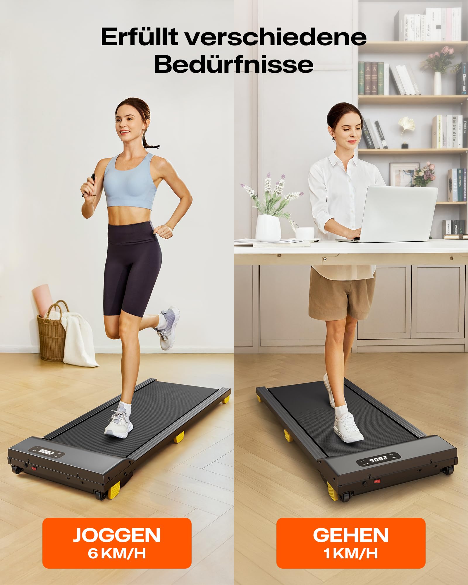 Walking Pad mit 9% Steigung, Walking Pad mit Sechs-Punkt-Stoßdämpfung, leises Laufband Schreibtisch, 2,5 Pferdestärken Laufband für Zuhause/Büro