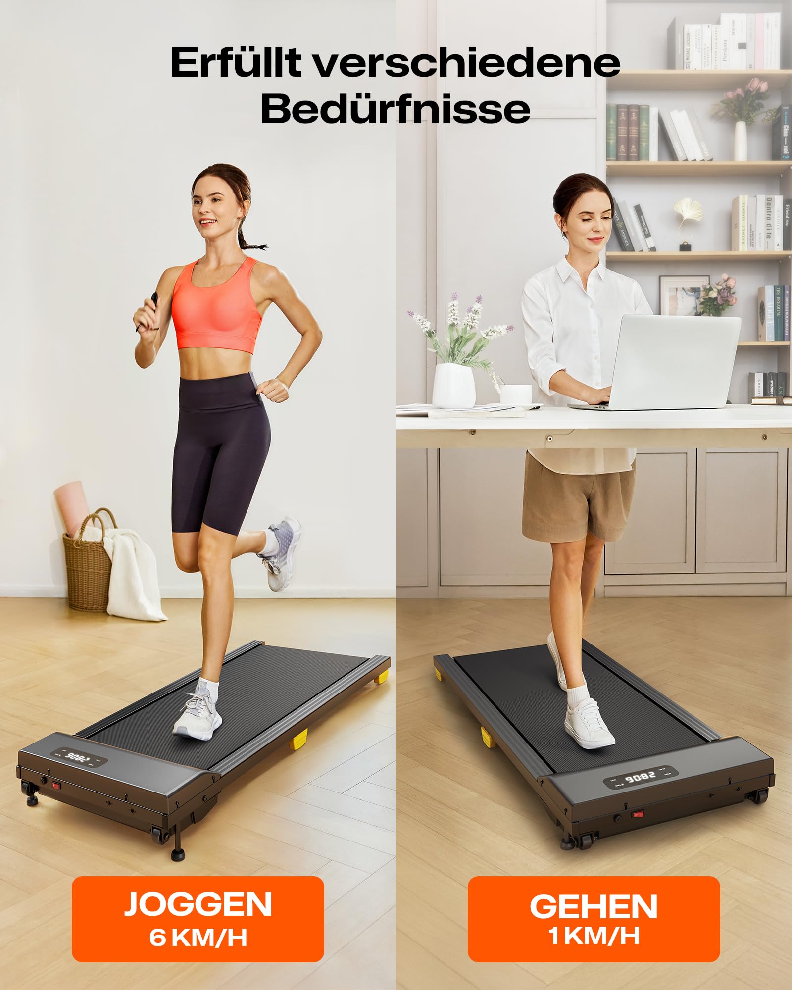 UREVO Walking Pad mit 9% Steigung, leises Laufband Schreibtisch mit Sechs-Punkt-Stoßdämpfung, 2,5 Pferdestärken Laufband für Zuhause/Büro, Fernbedienung, Keine Montage Erforderlich