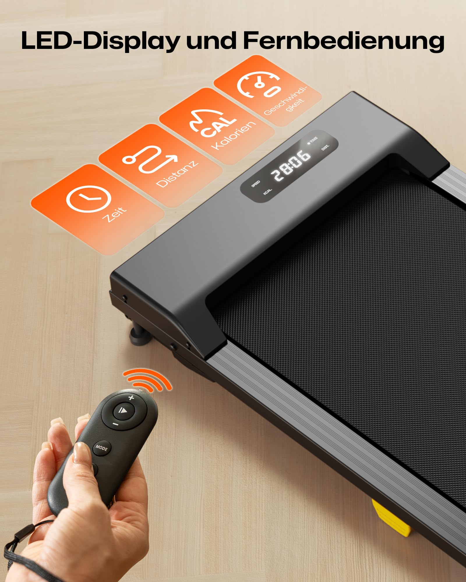 UREVO Walking Pad mit 9% Steigung, leises Laufband Schreibtisch mit Sechs-Punkt-Stoßdämpfung, 2,5 Pferdestärken Laufband für Zuhause/Büro, Fernbedienung, Keine Montage Erforderlich