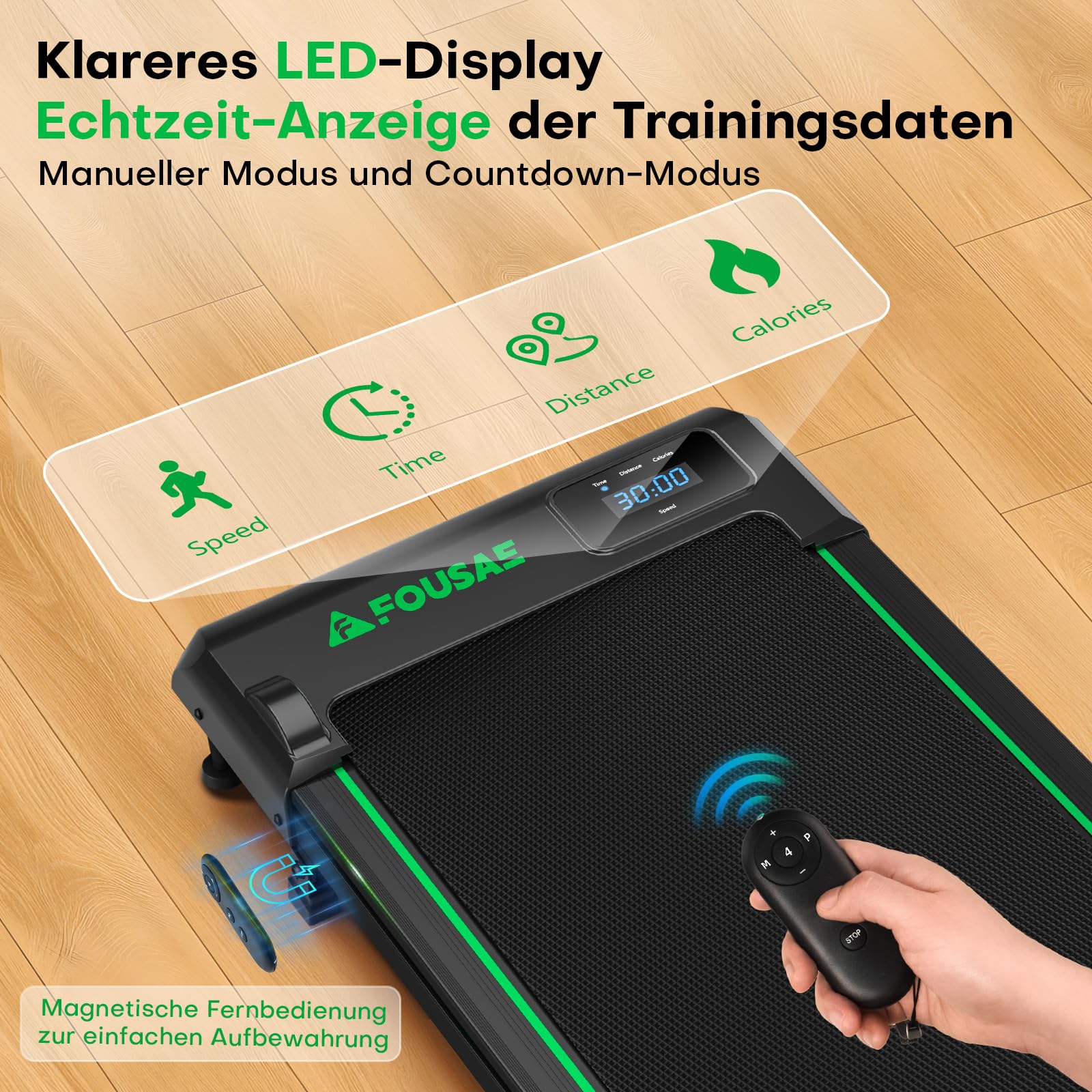 FOUSAE Walking Pad, 1-10 km/h Laufband für Zuhause mit 9% Steigung, 2.5HP Walking Machine für Zuhause & Büro mit LED-Anzeige, Fernbedienung, 12 Programes, Doppelter Stoßdämpfung Bis 150kg Belastbar