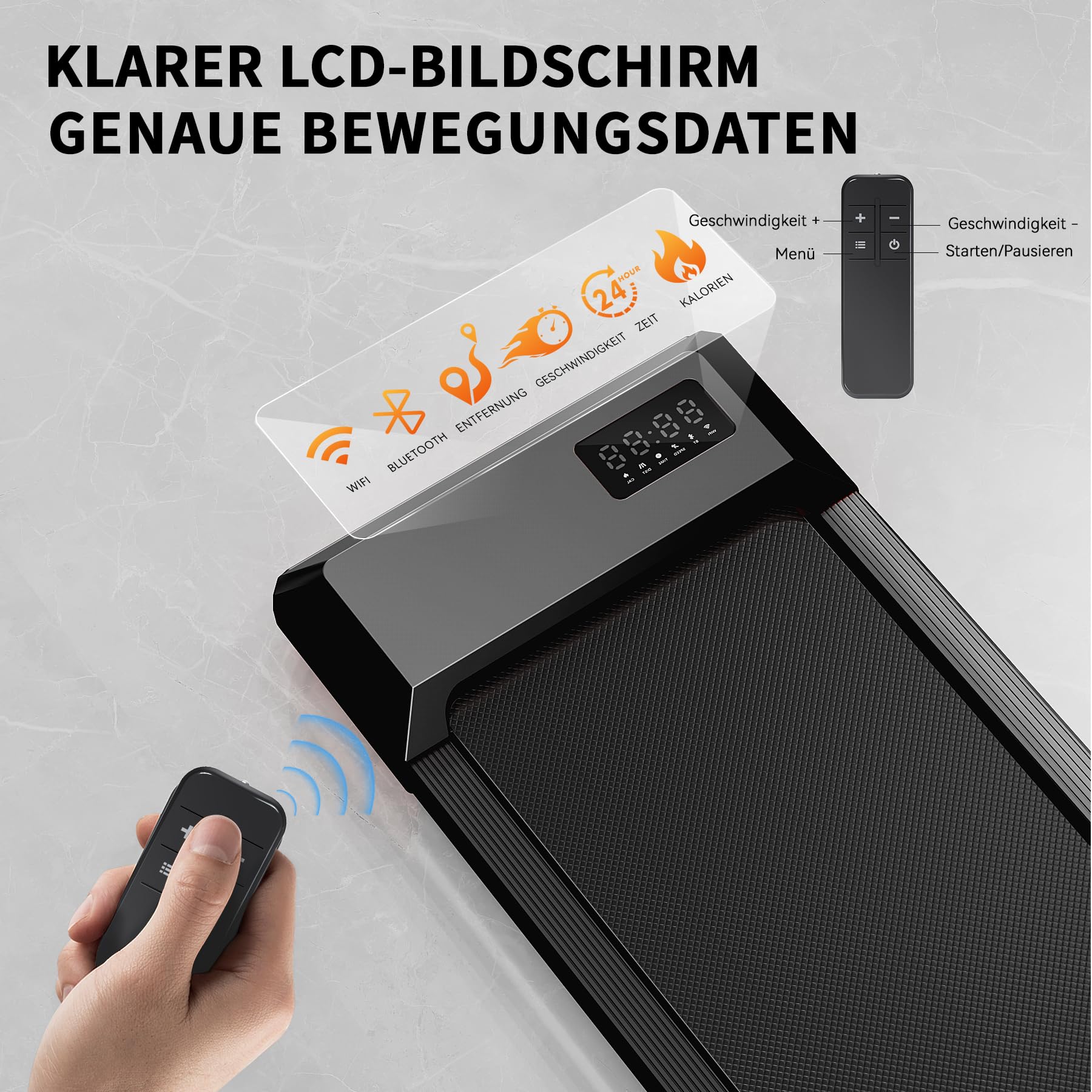 Superun Raceable Walking Pad – Laufband für Zuhause 2.5 PS mit App und Fernbedienung – Laufband Schreibtisch max 136 kg mit Multi-Runner-Rennen und Training Couses