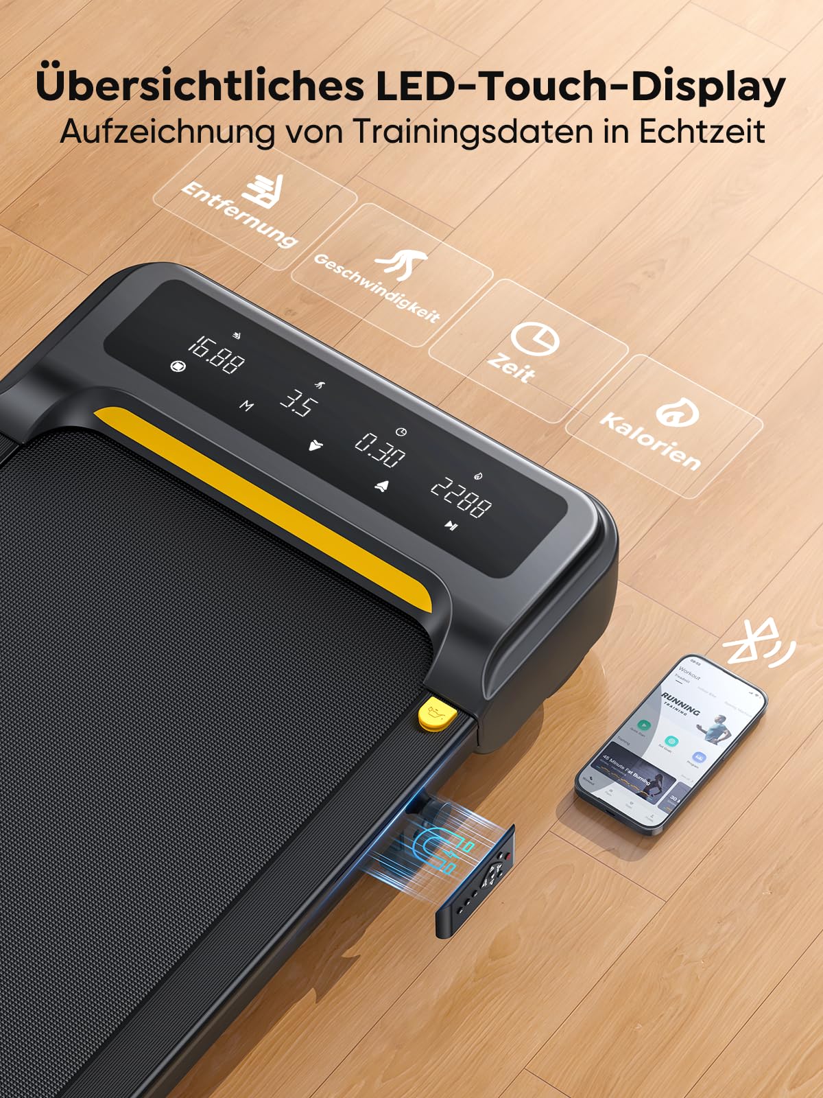 Laufband für Zuhause mit Neigung, 1-10 km/h Walking pad, Elektrisches Laufband mit Steigung, 2.5HP Walking Machine für Zuhause & Büro, Fernbedienung und App, Keine Montage Erforderlich
