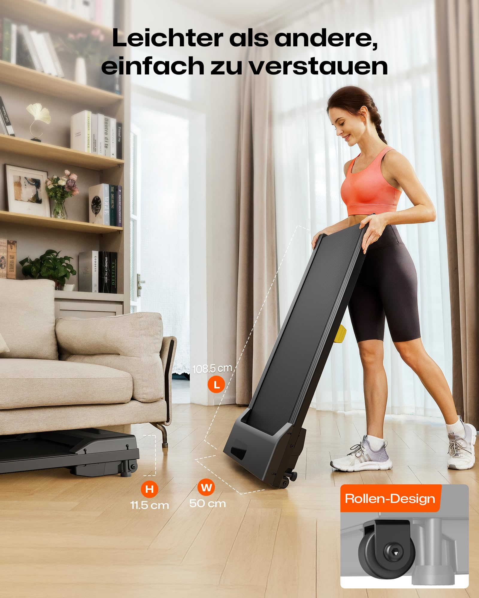 UREVO Walking Pad mit 9% Steigung, leises Laufband Schreibtisch mit Sechs-Punkt-Stoßdämpfung, 2,5 Pferdestärken Laufband für Zuhause/Büro, Fernbedienung, Keine Montage Erforderlich