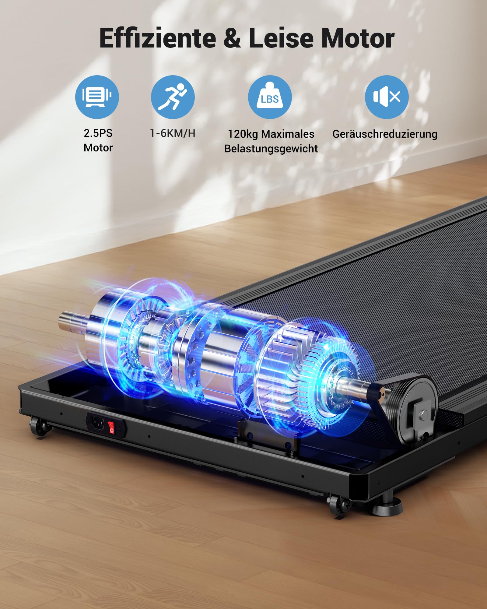 THERUN Schreibtisch Walking Pad mit Leise 2,5 PS-Motor, 2 in 1 Kleines Laufband mit Fernbedienung und LED-Panel für Zuhause und Büro
