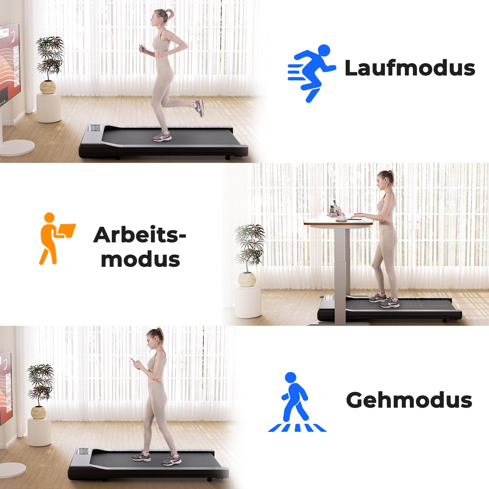 Lacuffy Raceable Walking Pad geeignet für High-Tech Wearable Devices, Max 136/159kg APP-Steuerung unter dem Schreibtisch Laufband mit AI-Training und Multi-Runner-Rennen