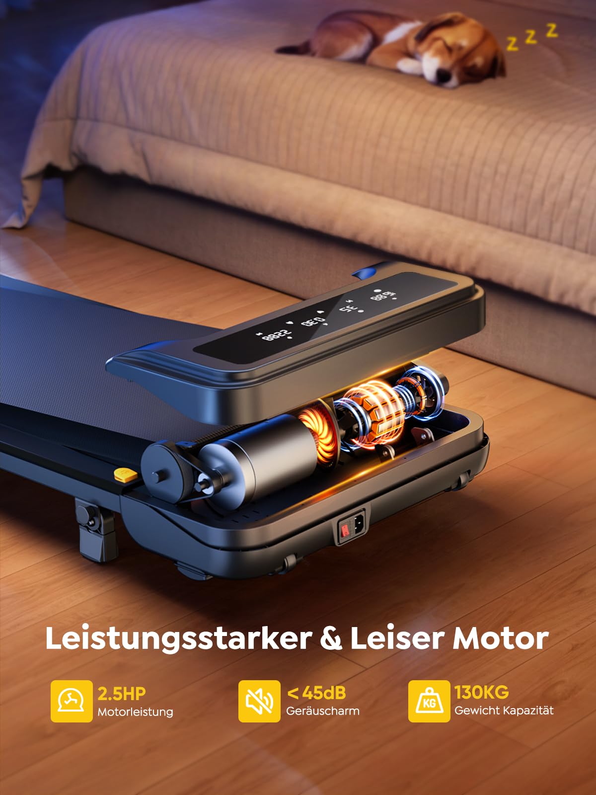 Laufband für Zuhause mit Neigung, 1-10 km/h Walking pad, Elektrisches Laufband mit Steigung, 2.5HP Walking Machine für Zuhause & Büro, Fernbedienung und App, Keine Montage Erforderlich