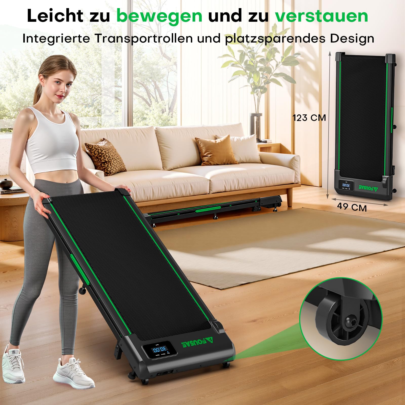FOUSAE Walking Pad, 1-10 km/h Laufband für Zuhause mit 9% Steigung, 2.5HP Walking Machine für Zuhause & Büro mit LED-Anzeige, Fernbedienung, 12 Programes, Doppelter Stoßdämpfung Bis 150kg Belastbar